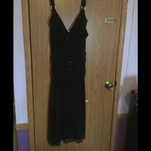 Black silky sparkle party dress